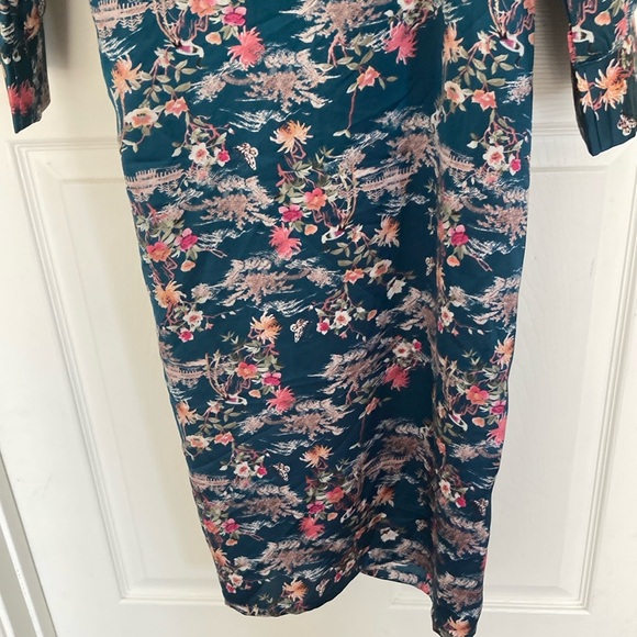 Jaase Japanese Kimono Floral Wrap Dress Size M Blue Pink White Green - Picture 9 of 14